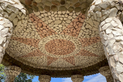 Temple of the Stork mosaic ceiling & top of pillars of the temple